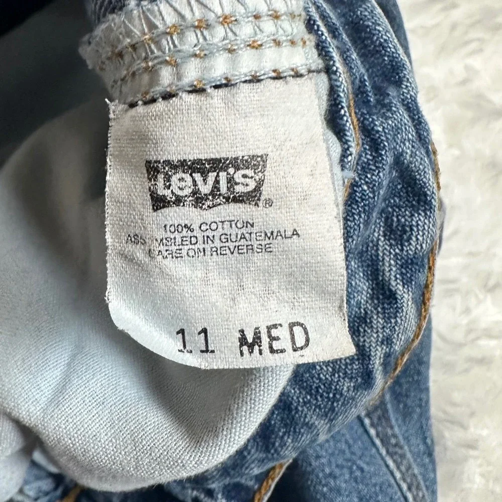 Vintage Levis L2 Carpenter Baggy Jeans Size 11 Med‎ Wide Leg 90s Denim Buckle
